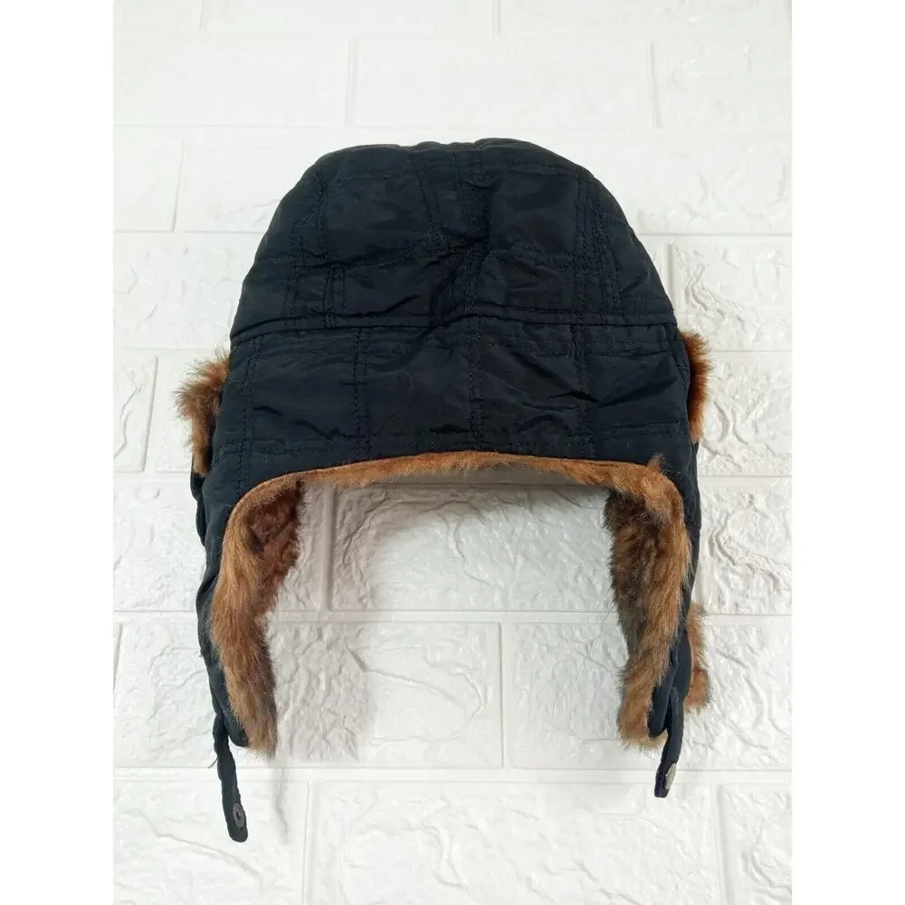 Mossimo Supply Co Trapper Hat Blue Faux Fur Trim Youth Size 12-16